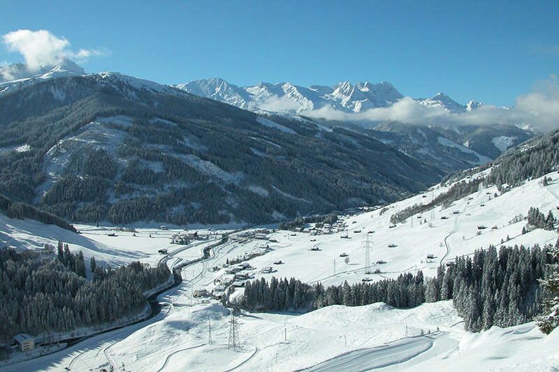  Gerlos ski area and town view in winter