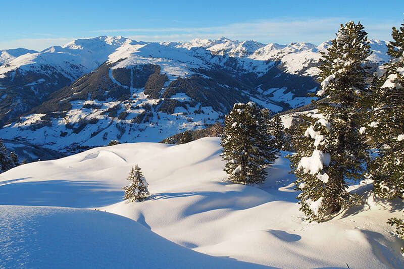  View from Schönbühel in the Zillertal in winter